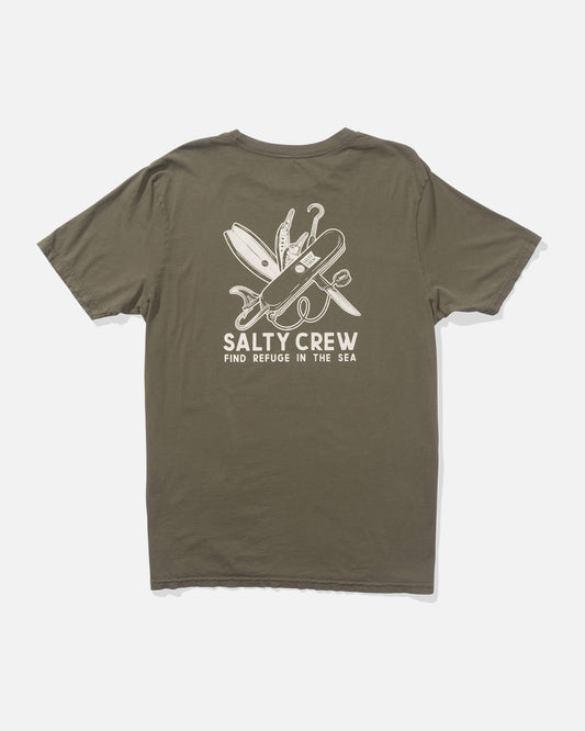 Salty crew T-SHIRTS S/S Pocket Knife Vintage Ss - Dusty Olive in Dusty Olive
