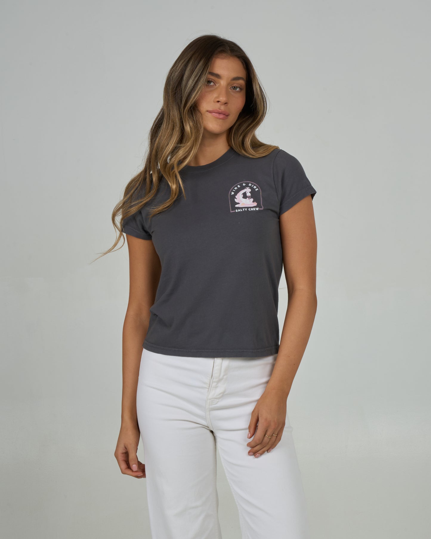 Wine N Dine Modern Tee - Charcoal