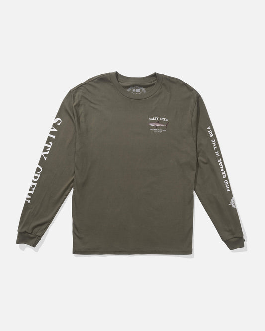 Salty crew T-SHIRTS L/S Bruce L/S Tee - Dusty Olive in DUSTY OLIVE