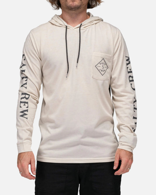 Salty crew TECH TEES Tippet Pocket Hood Tech Tee - Natural Upf 40+ in Natural