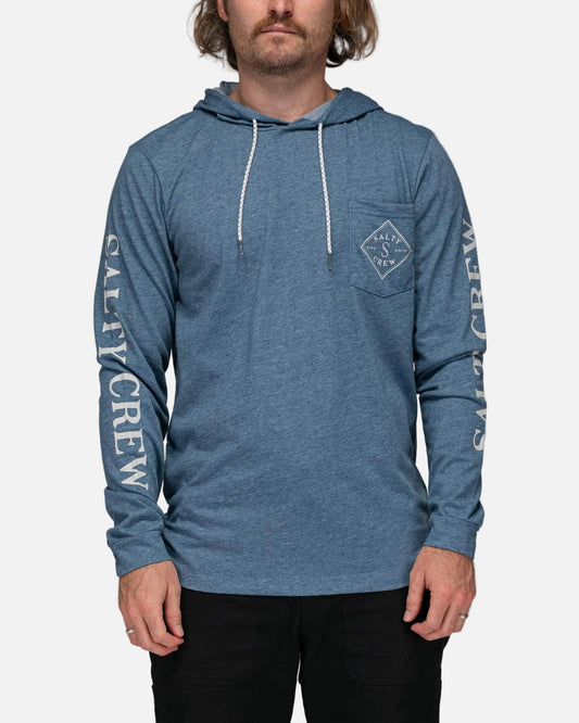 Salty crew TECH TEES Tippet Pocket Hood Tech Tee - Slate Upf 40+ in SLATE