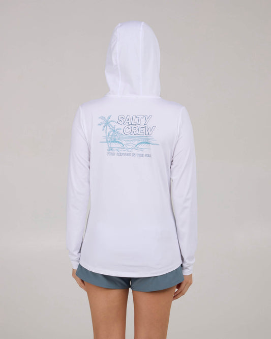 Salty crew SUN PROTECTION A Frame Hooded Sun Shirt - White in White