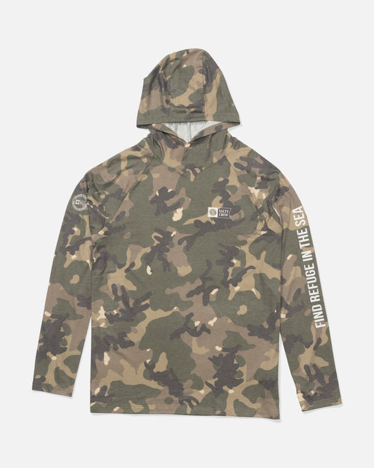 Mariner Hood Tech Tee - Green Camo