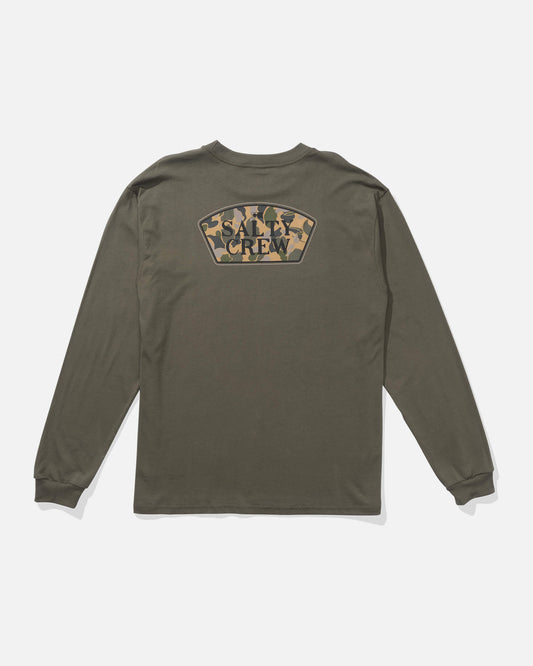 Salty crew T-SHIRTS L/S Filler Up Ls Tee - Dusty Olive in Dusty Olive