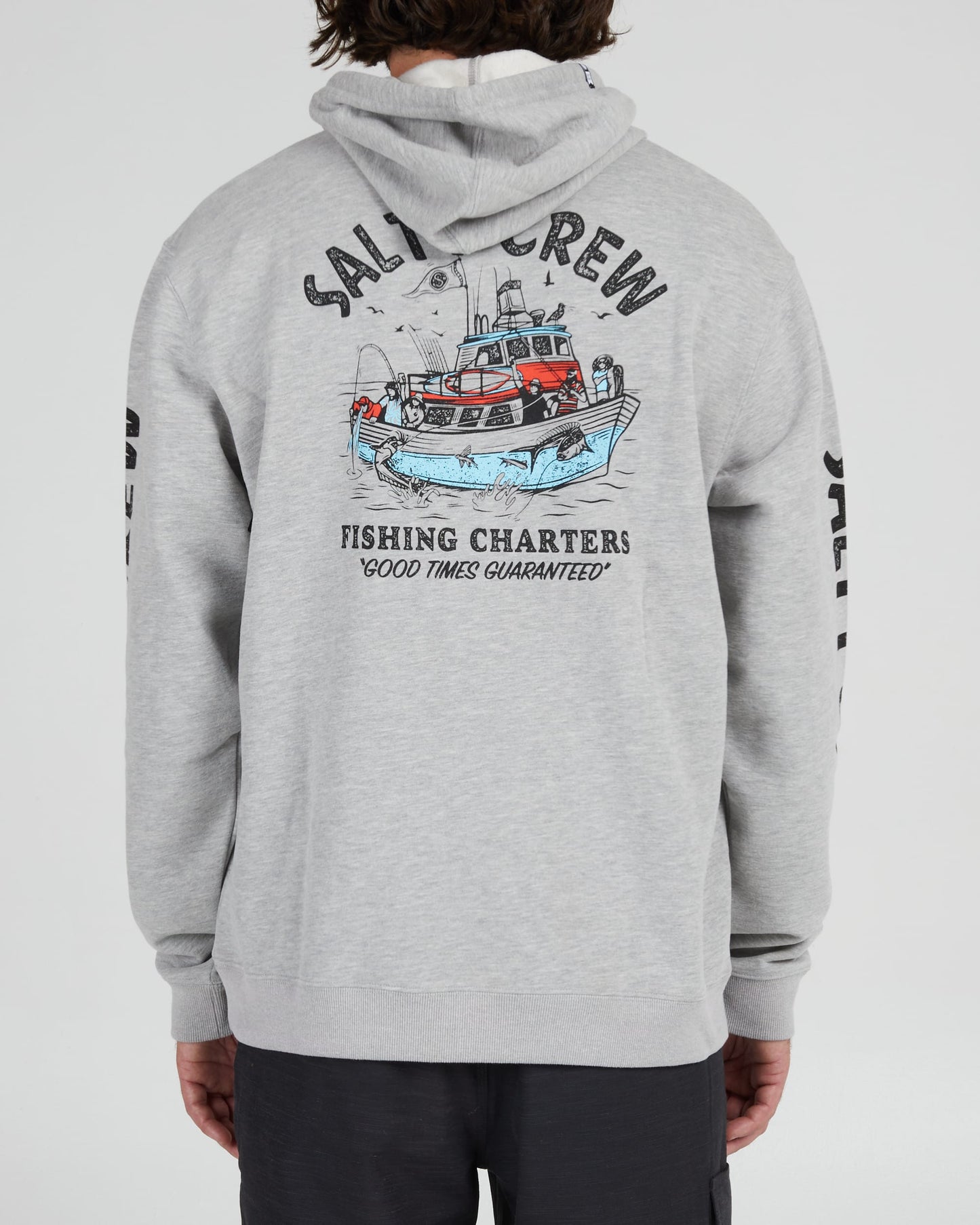 Salty crew FLEECE FISHING CHARTERS HOODED FLEECE - Heather Grey in Heather Grey
