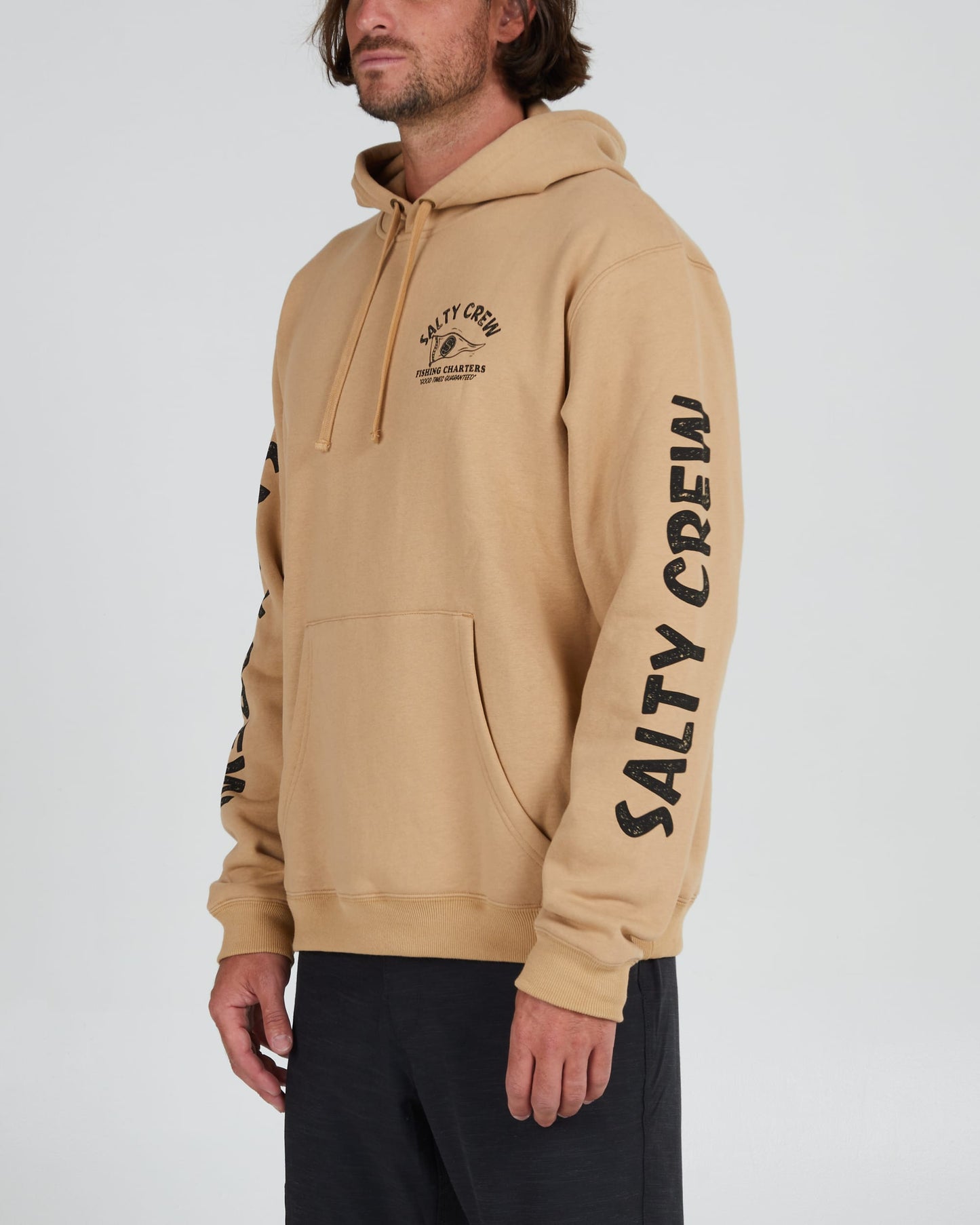 Salty Crew Men - Fishing Charters Hood Fleece - Sandstone