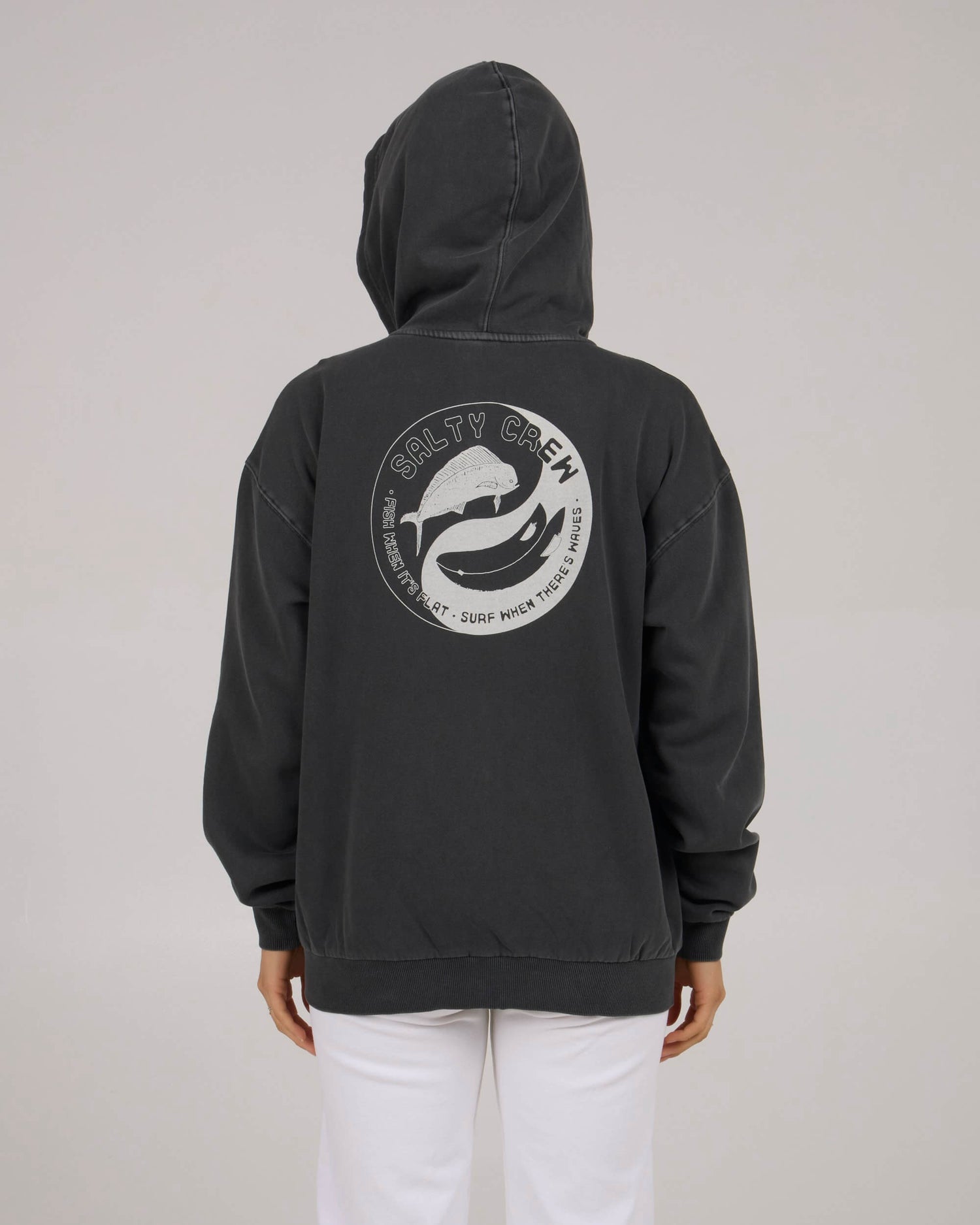 Salty crew FLEECE STANDARD Fishin Yang Zip Hoody - Faded Black in Faded Black