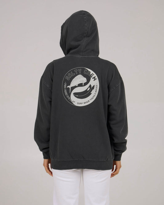 Salty crew FLEECE STANDARD Fishin Yang Zip Hoody - Faded Black in Faded Black