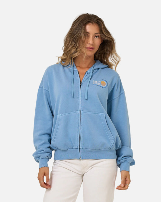 Ombre Wave Hooded Zip - Ash Blue