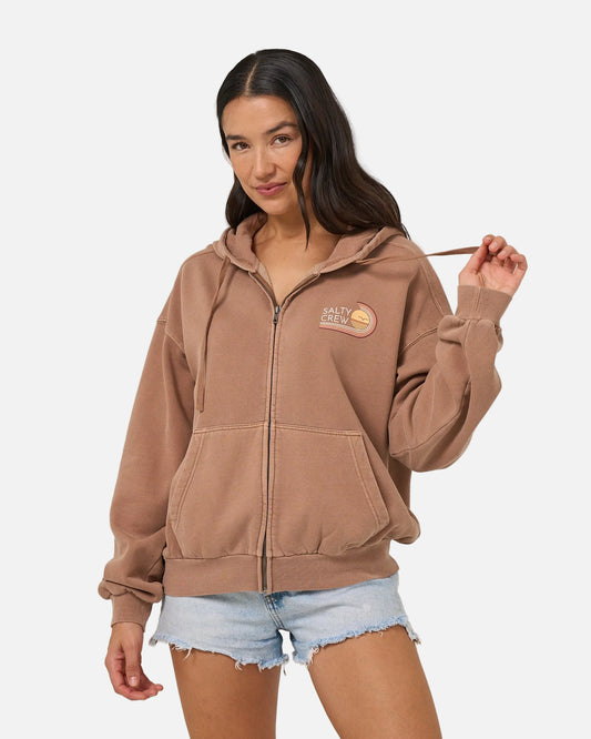 Ombre Wave Hooded Zip - Mocha