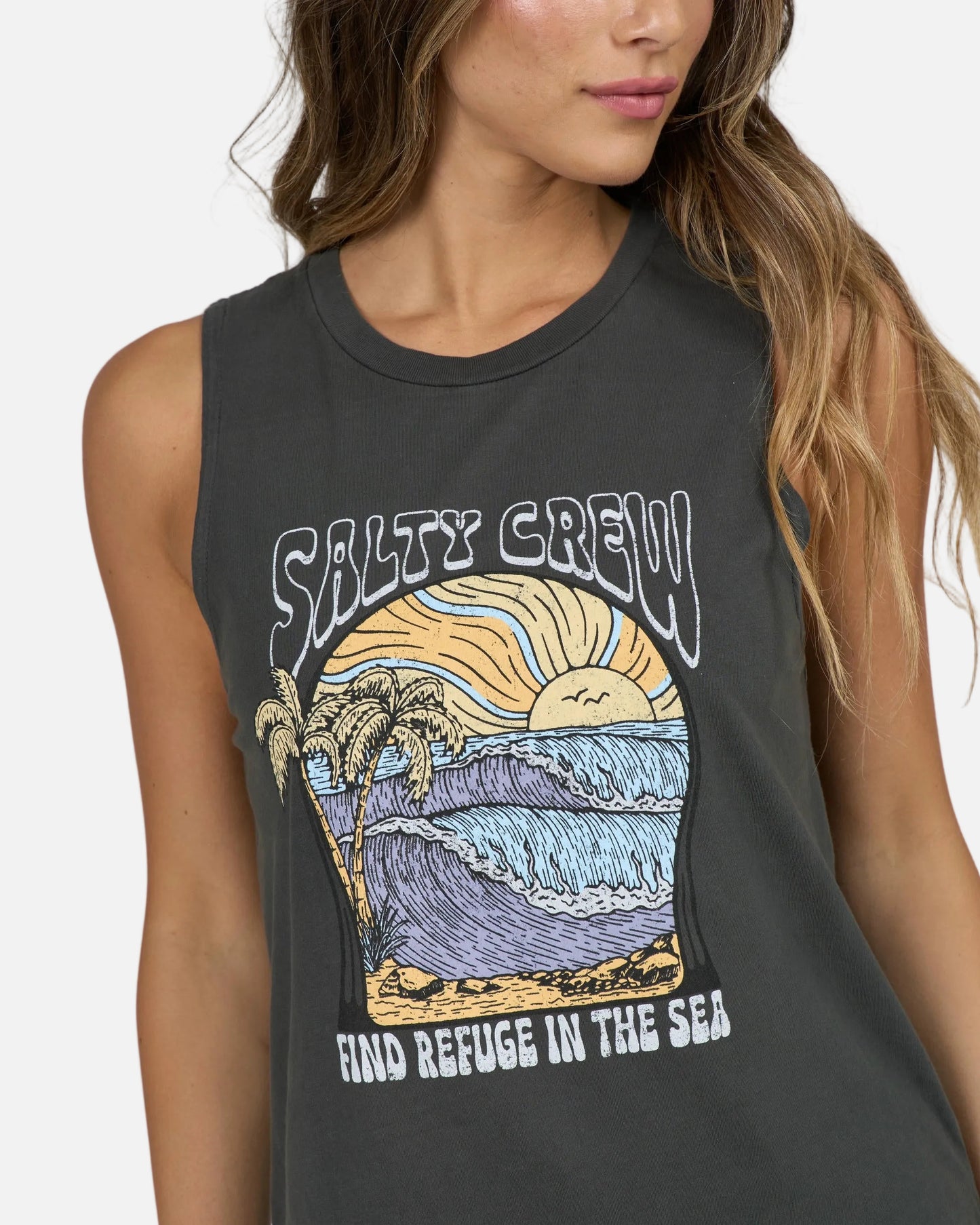 Keyhole Muscle Tank - Charcoal