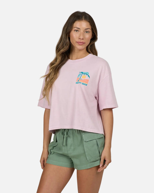 Travel Far Skimmer Tee - Pink Skies
