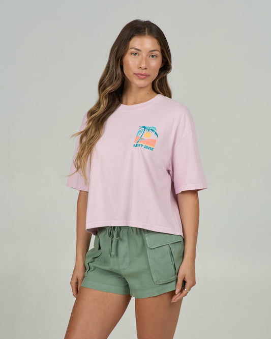 Travel Far Skimmer Tee - Pink Skies