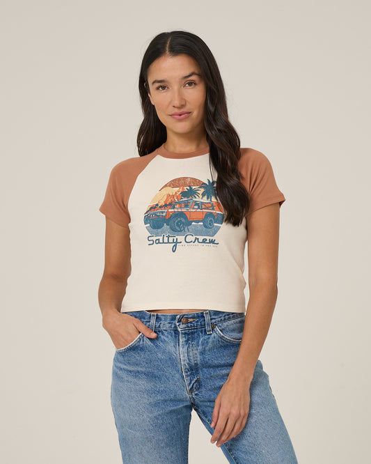 Drive To The Sea Raglan T - Mocha