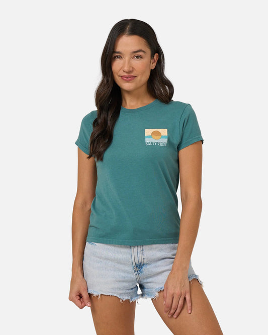 Retro Wave Modern Tee - Teal