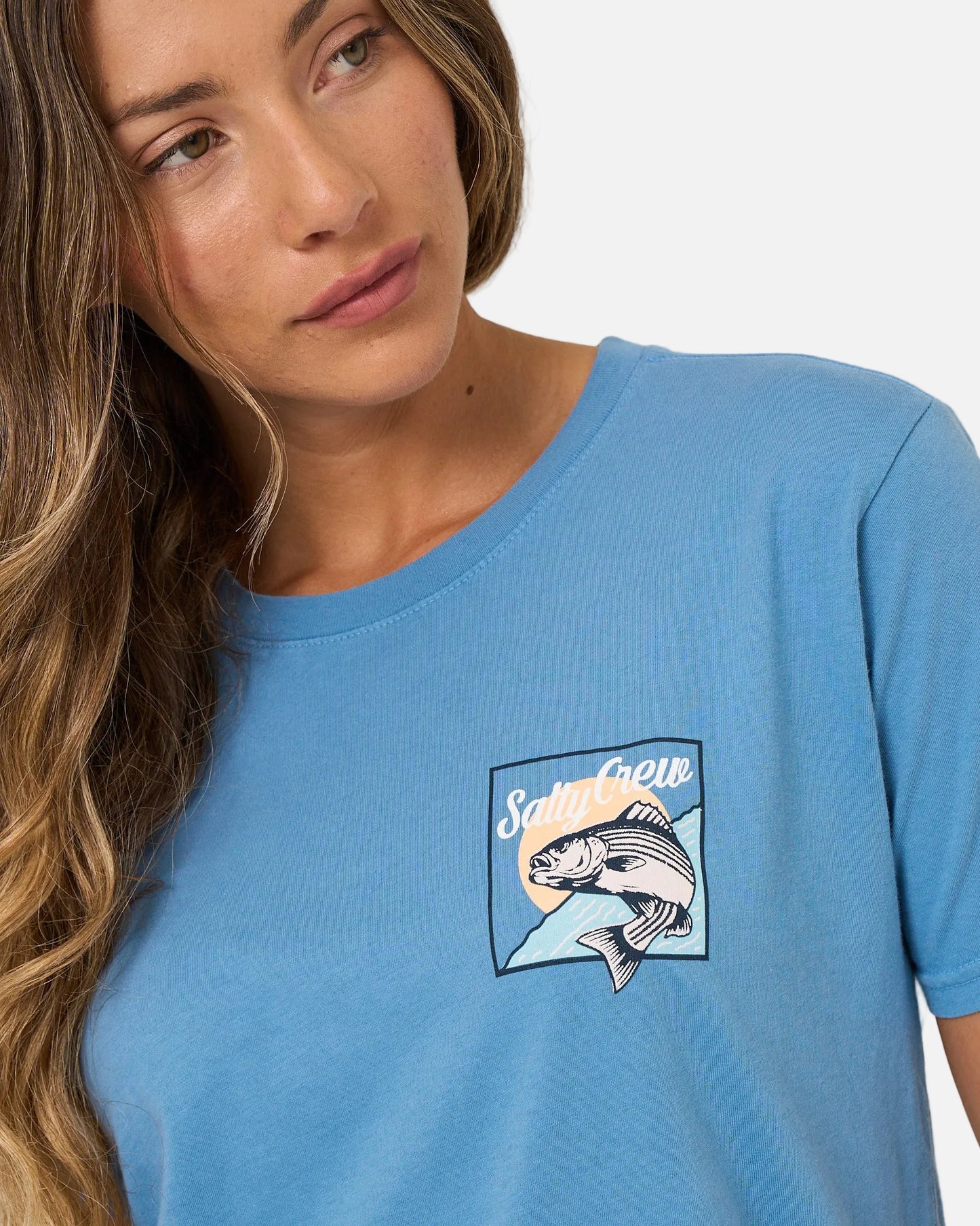 Fish Stamp Bf Tee - Ash Blue