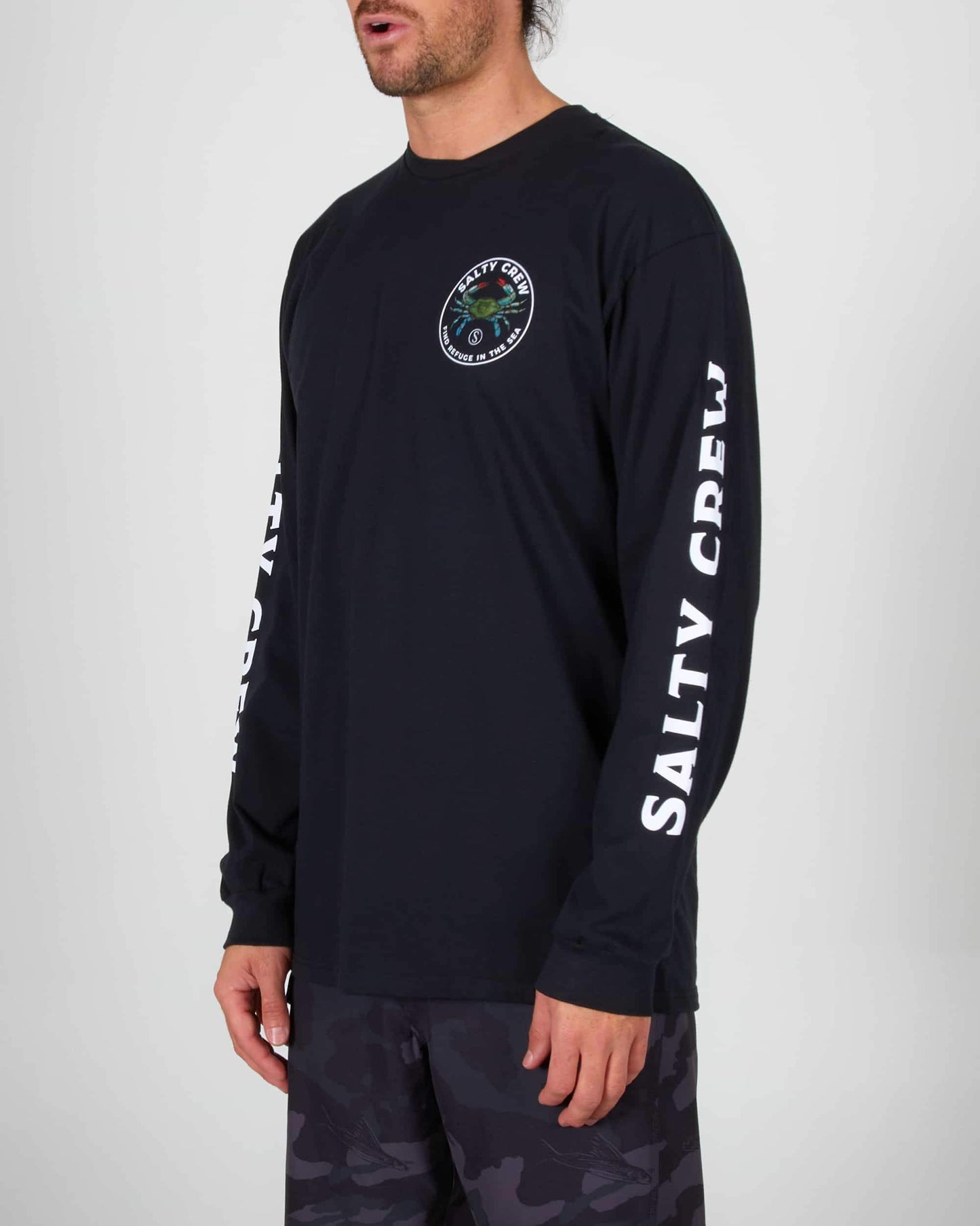 Salty crew T-SHIRTS L/S BLUE CRABBER PREMIUM L/S TEE - BLACK in BLACK