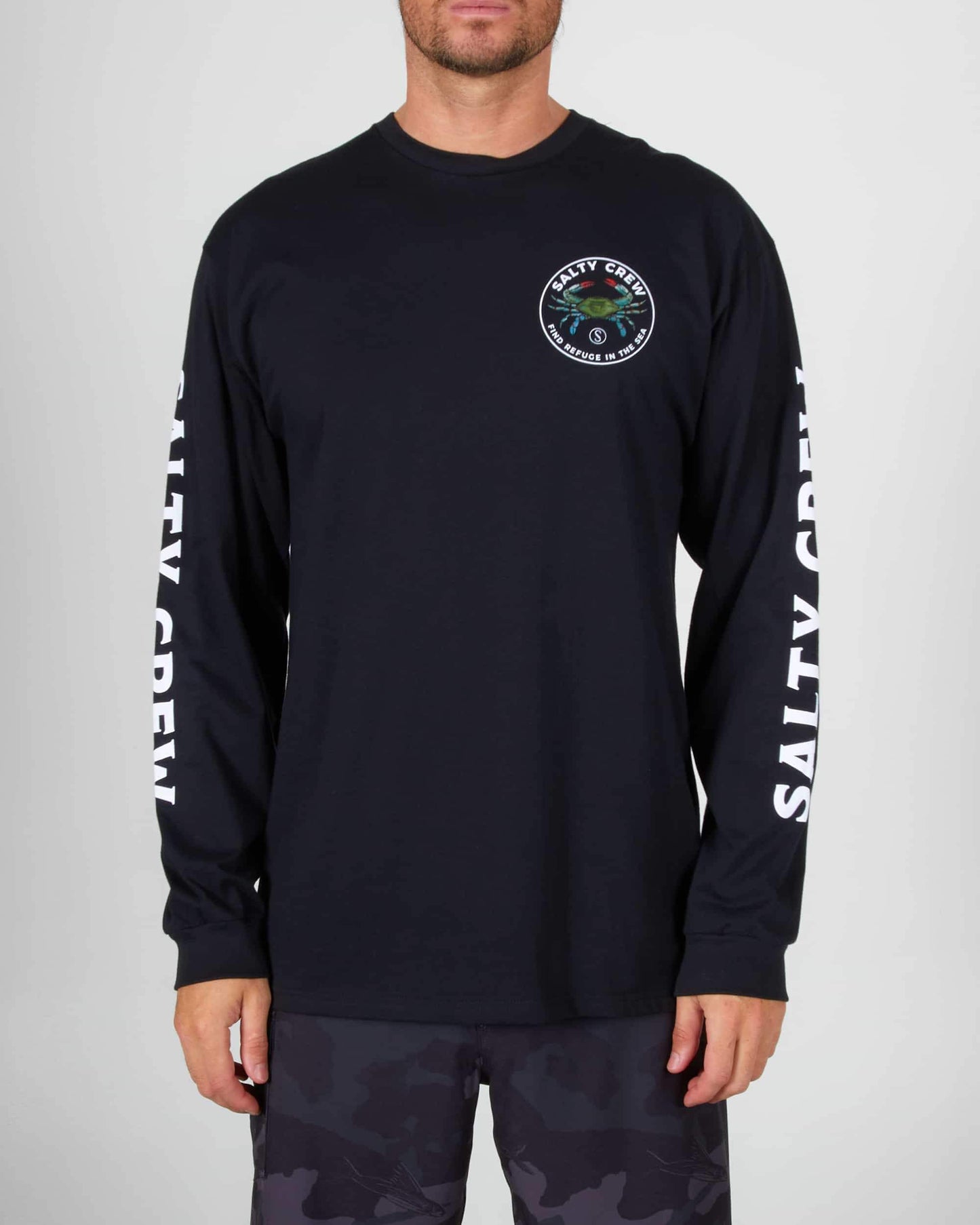 Salty crew T-SHIRTS L/S BLUE CRABBER PREMIUM L/S TEE - BLACK in BLACK
