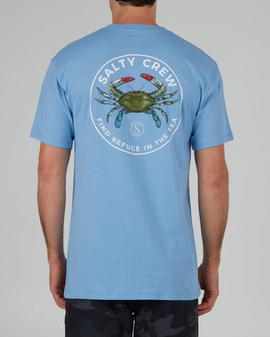 back view of Blue Crabber Marine Blue S/S Premium Tee