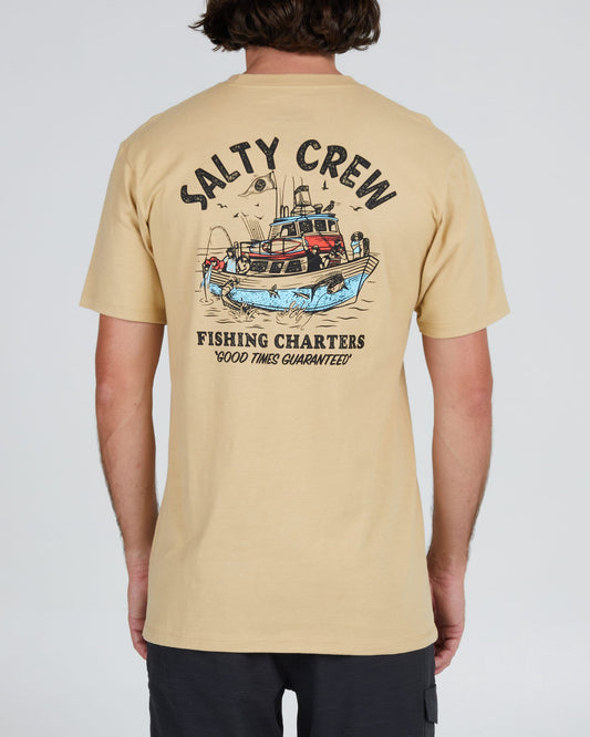 Salty Crew Men - Fishing Charters Prem S/S Tee - Camel