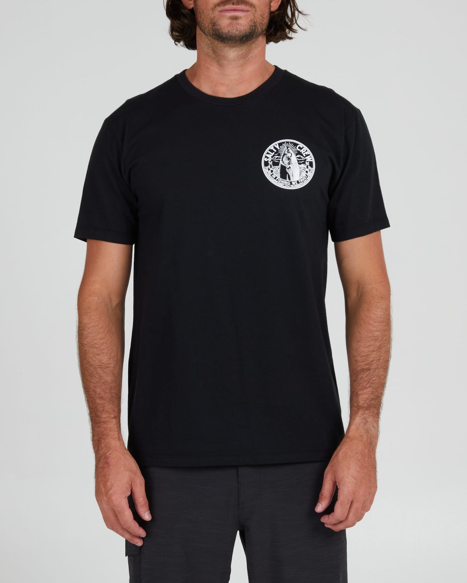 Salty crew T-SHIRTS S/S IN FISHING WE TRUST S/S TEE - Black in Black