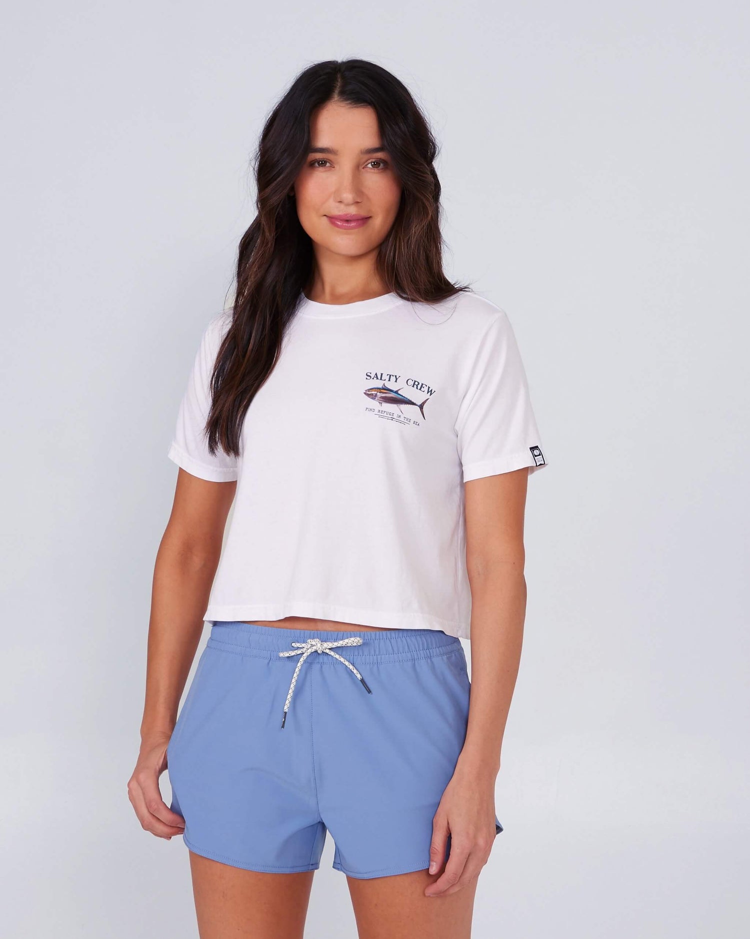 Salty Crew Womens - Big Blue Crop Tee - White