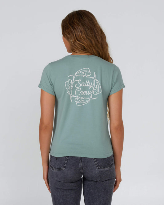 Salty Crew Womens - Drawn In Circles Modern Tee - Sage