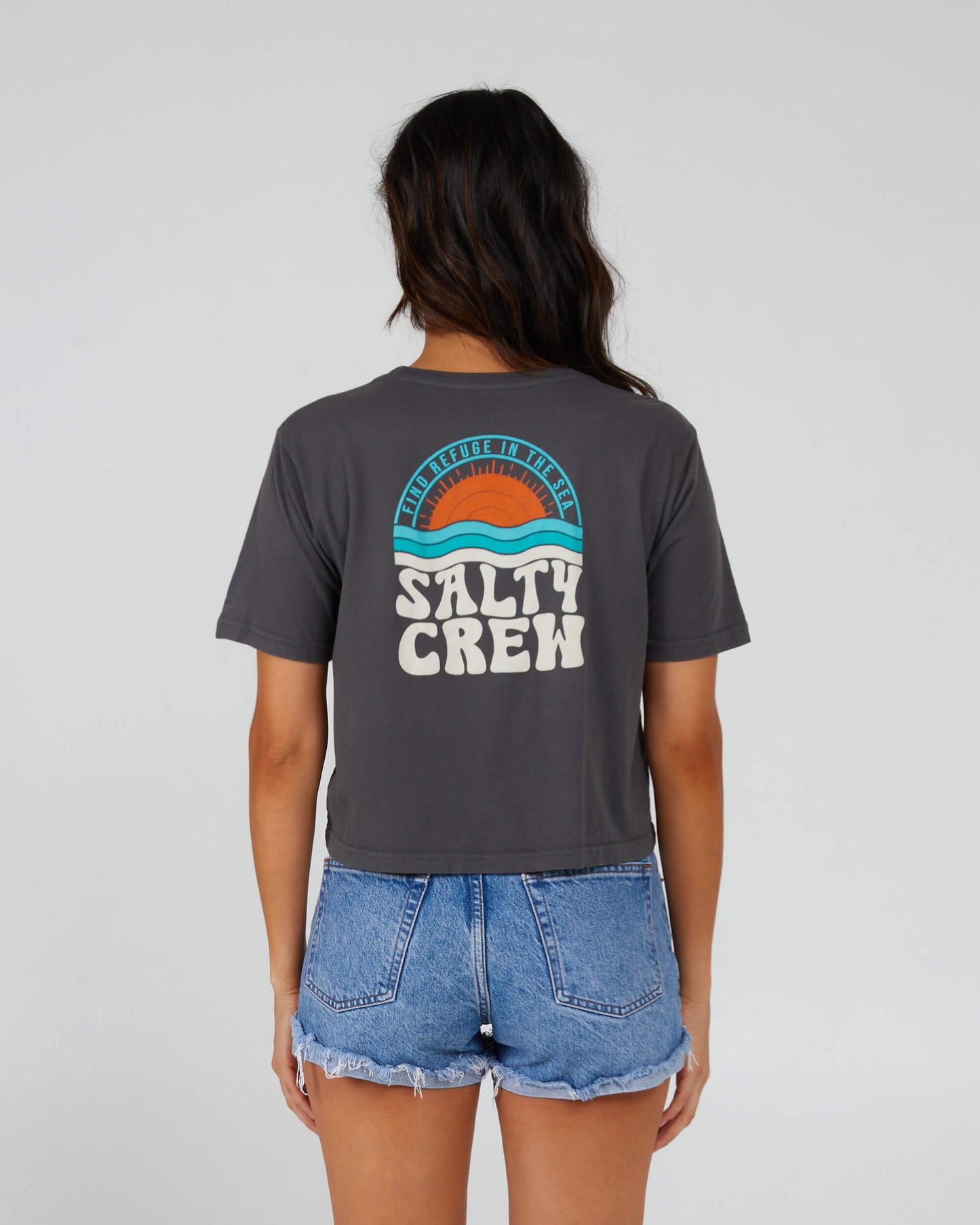 Salty Crew Womens - Sundown Crop Tee - Charcoal