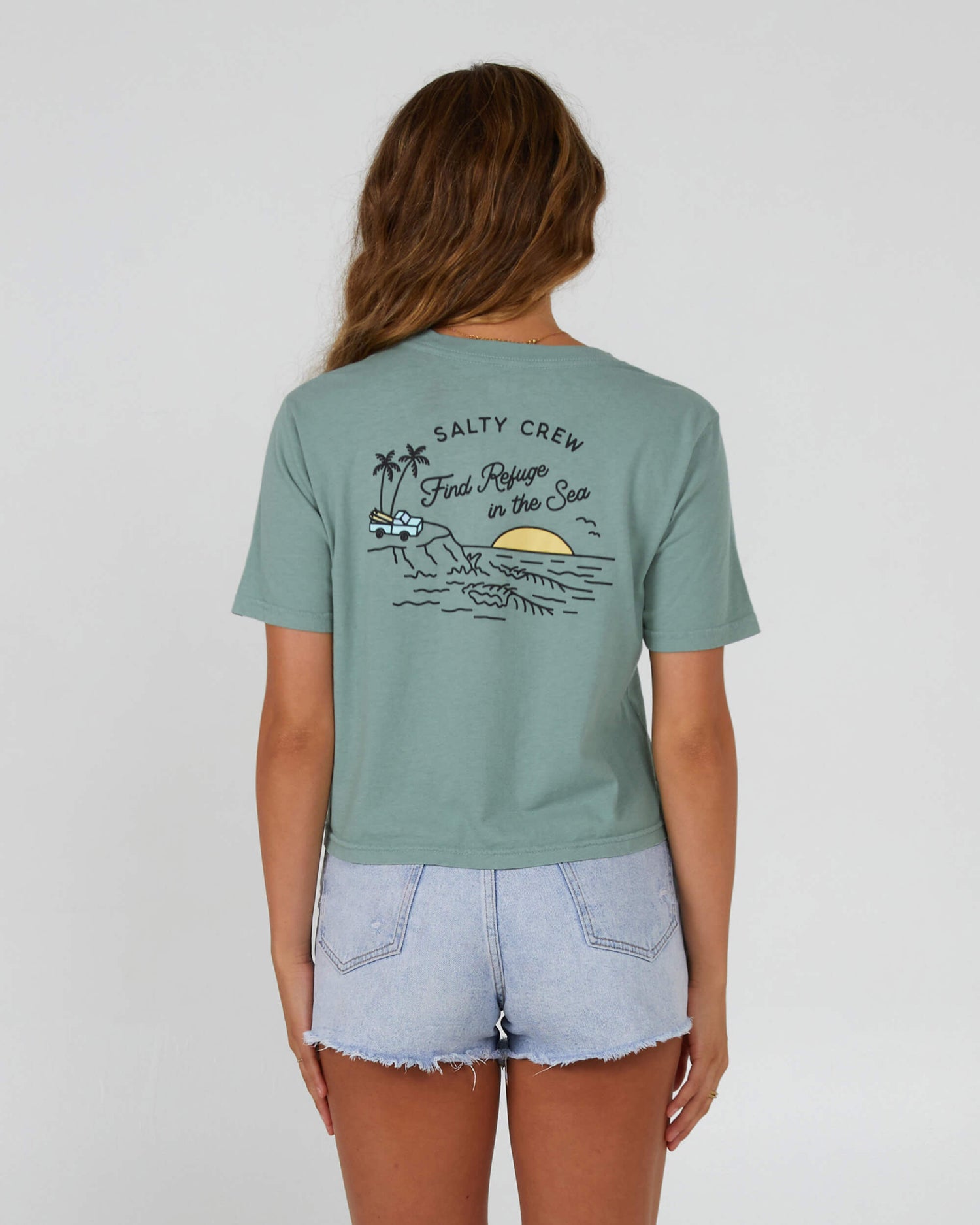 Salty Crew Womens - Lookout Crop Tee - Sage