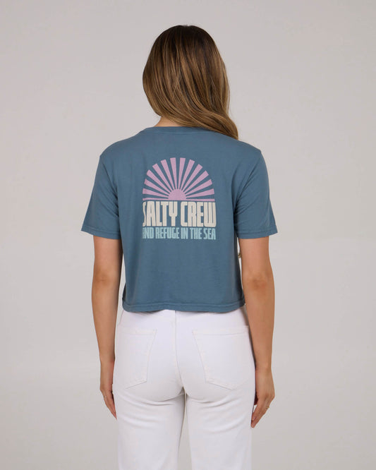 Salty crew T-SHIRTS S/S In The Rays Crop Tee - Fin Blue in Fin Blue