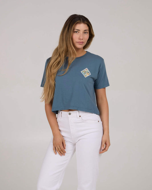 Salty crew T-SHIRTS S/S Tippet Fill Crop Tee - Fin Blue in Fin Blue