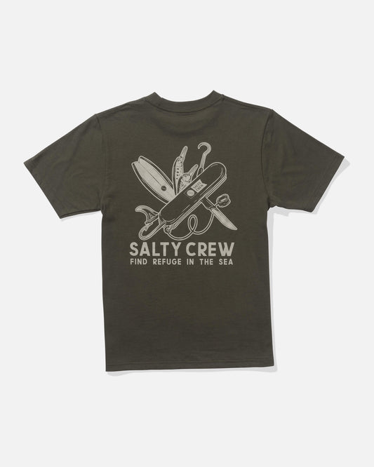 Salty crew T-SHIRTS S/S Pocket Knife  Ss Tee Kids - Dusty Olive in Dusty Olive