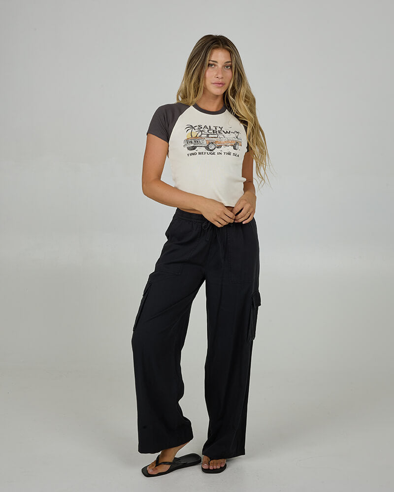 Tailgate Raglan Baby Tee - Charcoal