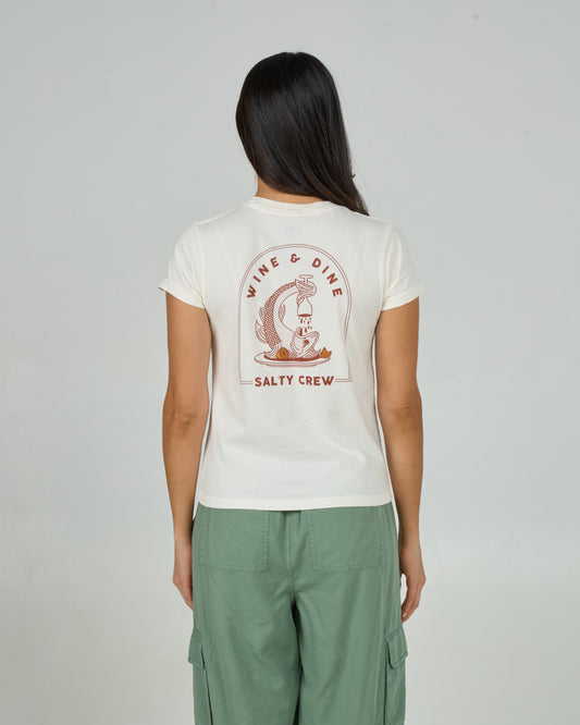 Wine N Dine Modern Tee - Off White