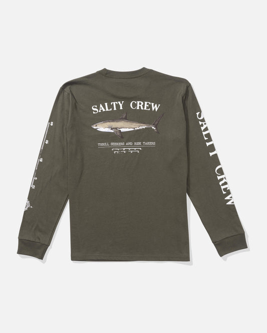 Salty crew T-SHIRTS L/S Bruce  L/S Tee Kids - Dusty Olive in DUSTY OLIVE