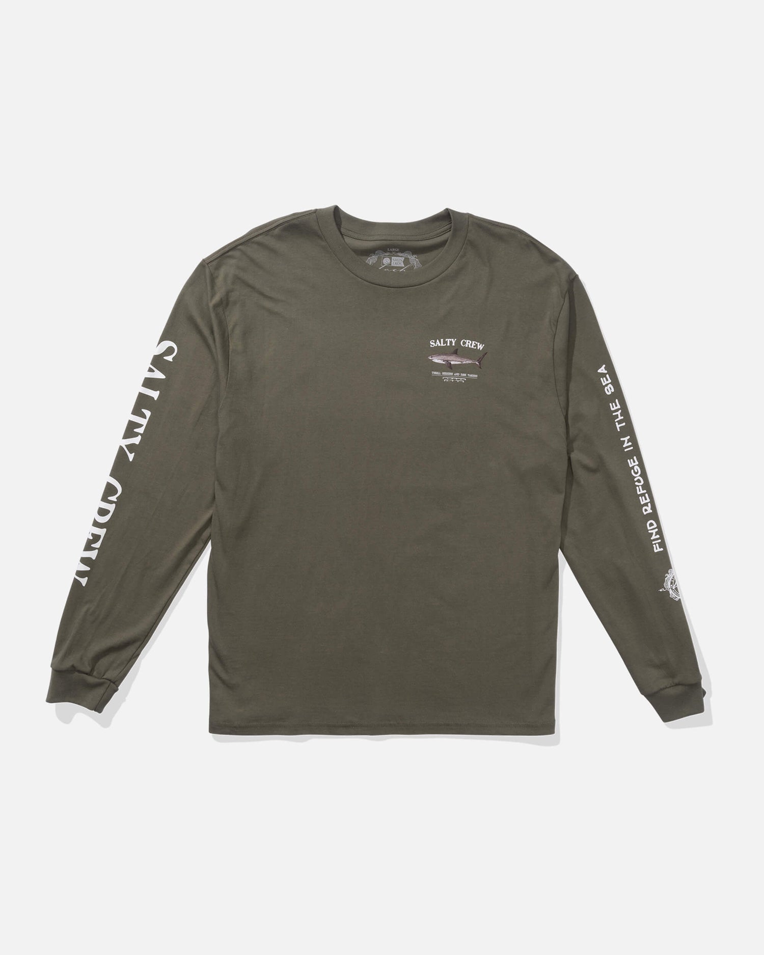 Salty crew T-SHIRTS L/S Bruce L/S Tee - Dusty Olive in DUSTY OLIVE