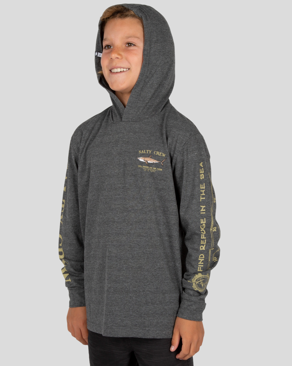 BRUCE BOYS HOOD TECH TEE - Charcoal UPF 40+