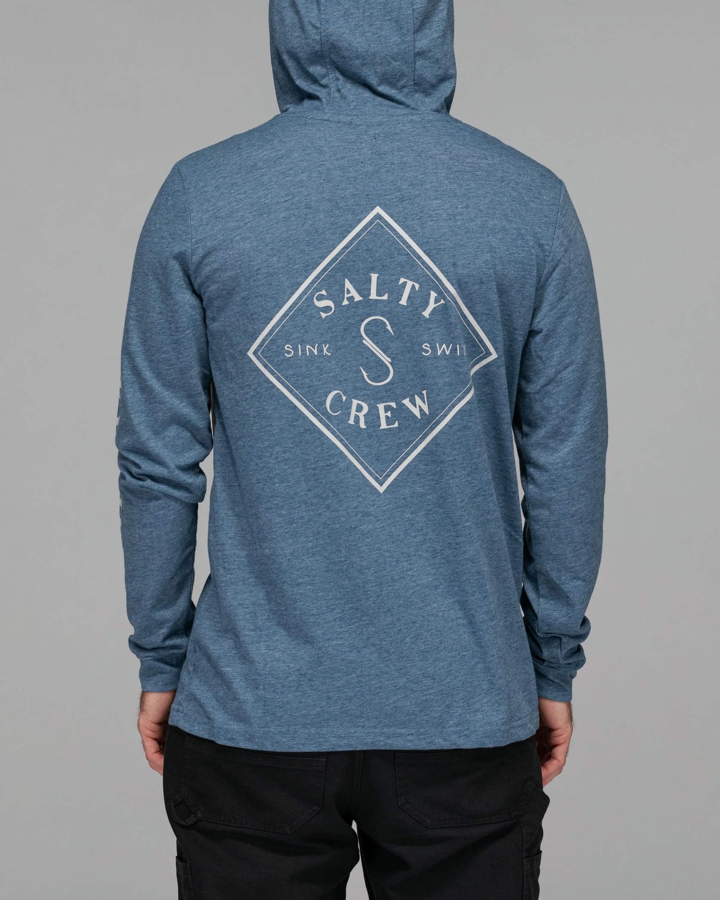 Salty crew TECH TEES Tippet Pocket Hood Tech Tee - Slate Upf 40+ in SLATE