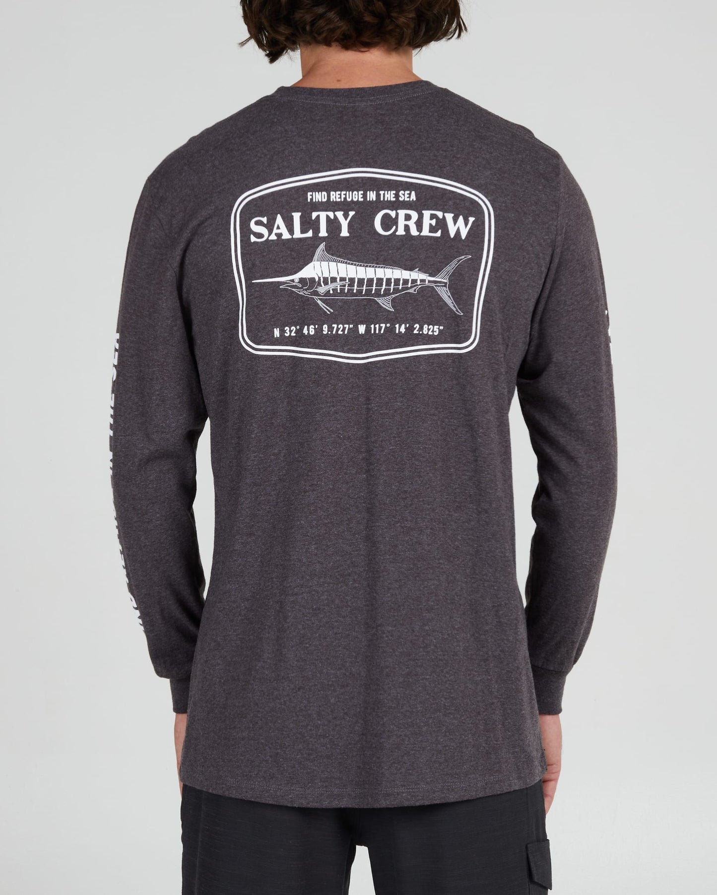 Salty crew T-SHIRTS L/S STEALTH STANDARD L/S TEE - CHARCOAL HEATHER in CHARCOAL HEATHER