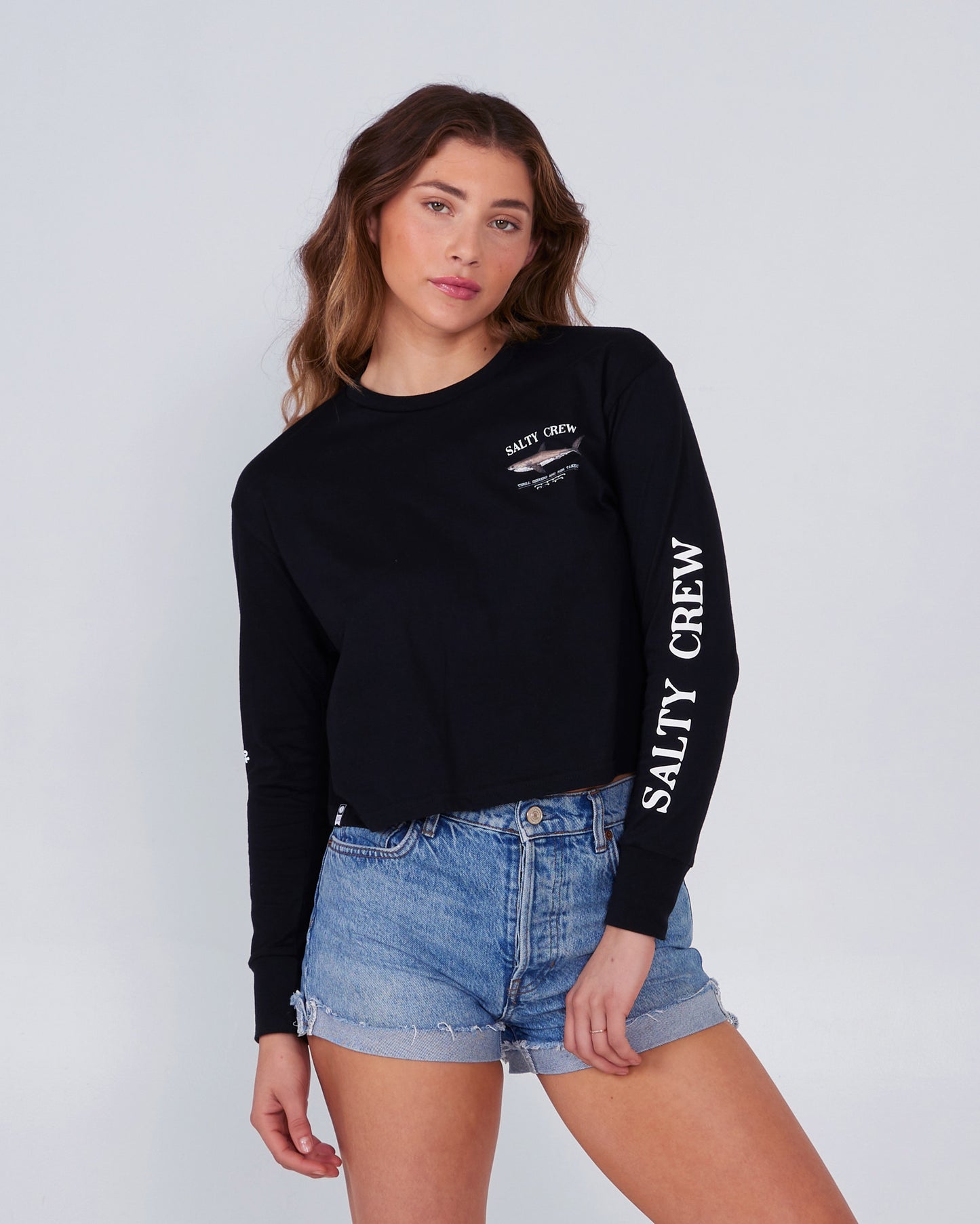 Salty Crew Womens - Bruce Black L/S Crop