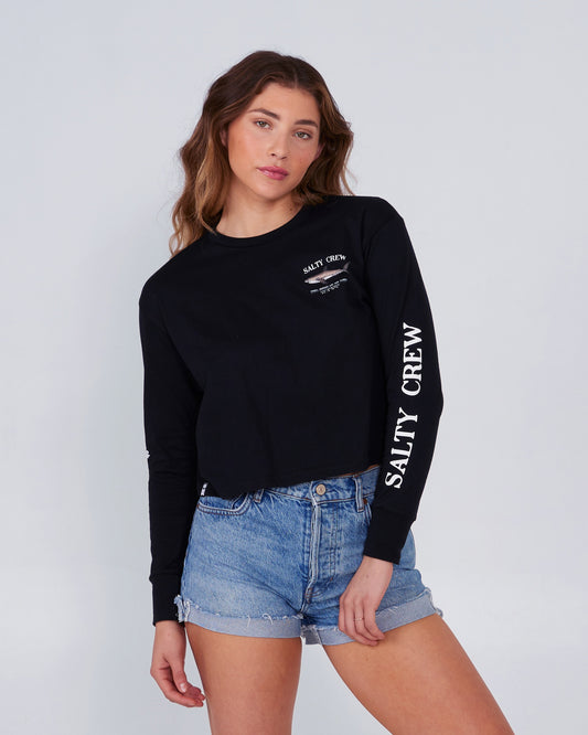 Salty Crew Womens - Bruce Black L/S Crop