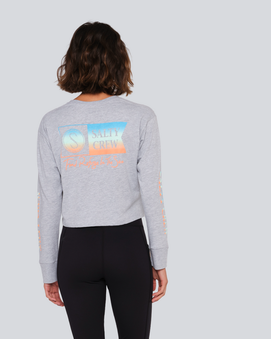 Alpha Gradient L/S Crop - Athletic Heather