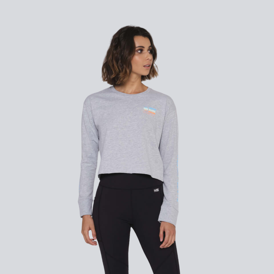 Alpha Gradient L/S Crop - Athletic Heather