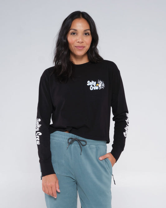 Salty Crew Womens - Fish N Chips Ls Crop - Black