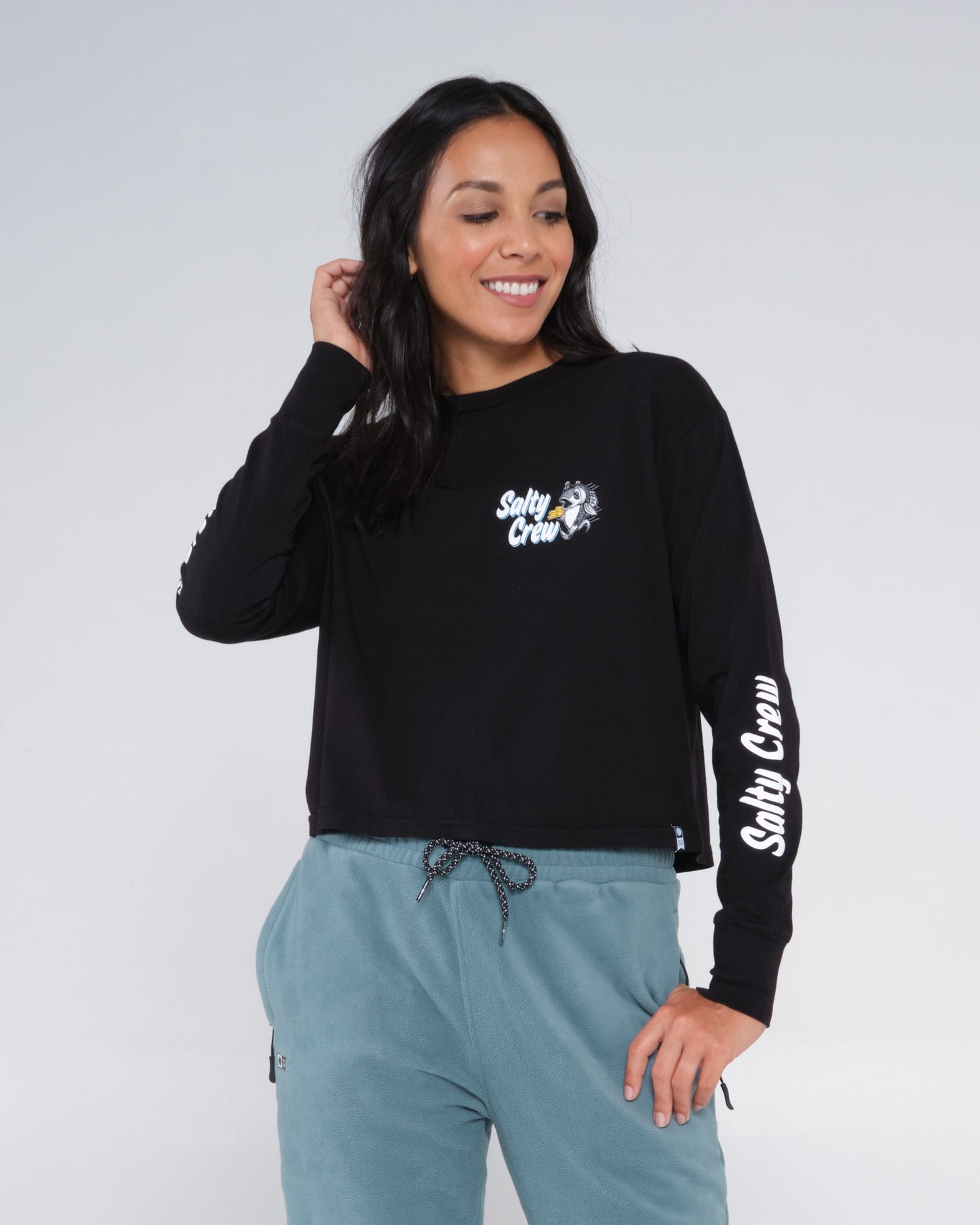 Salty Crew Womens - Fish N Chips Ls Crop - Black