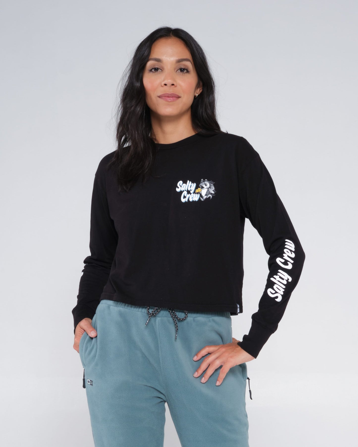 Salty Crew Womens - Fish N Chips Ls Crop - Black