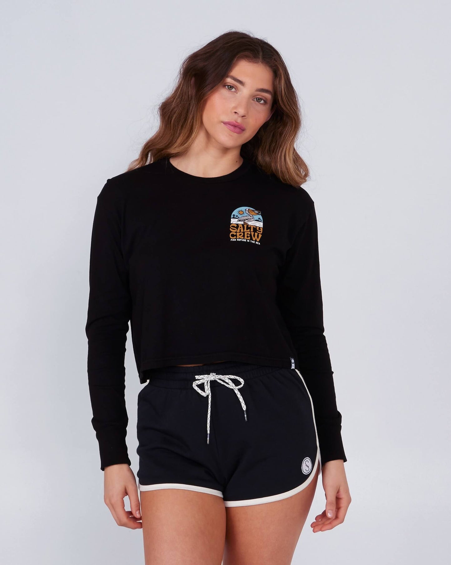 Salty Crew Womens - Seaside L/S Crop  - Black