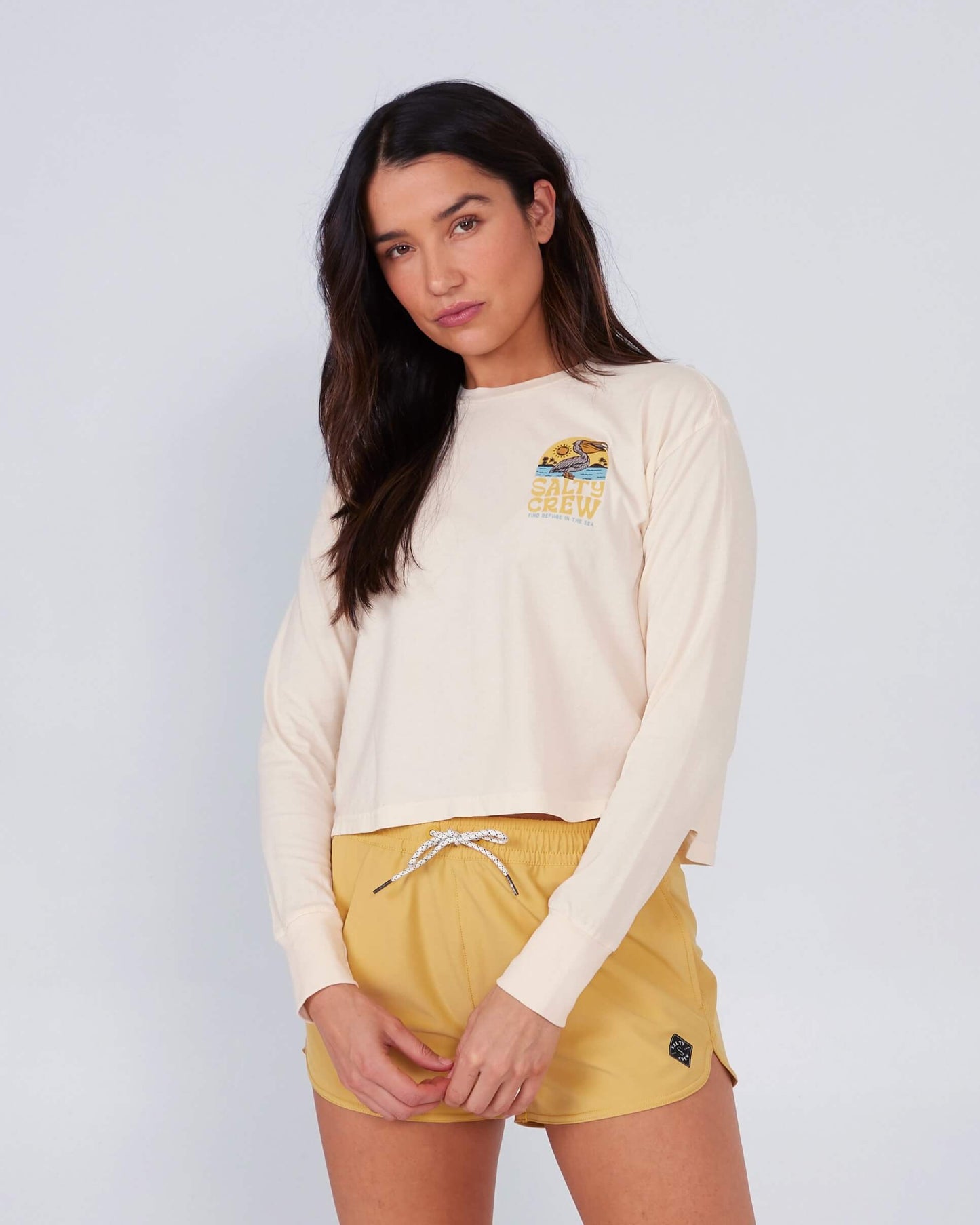 Salty Crew Womens - Seaside L/S Crop  - Bone