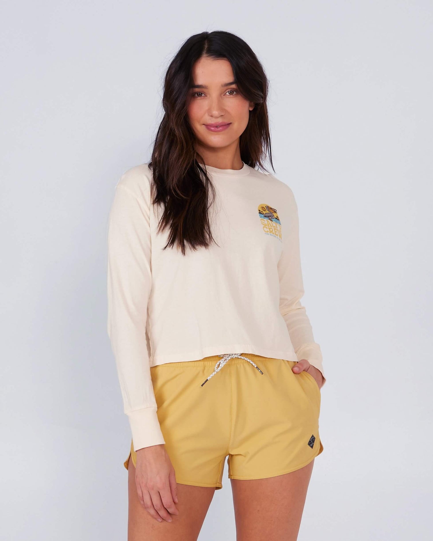 Salty Crew Womens - Seaside L/S Crop  - Bone