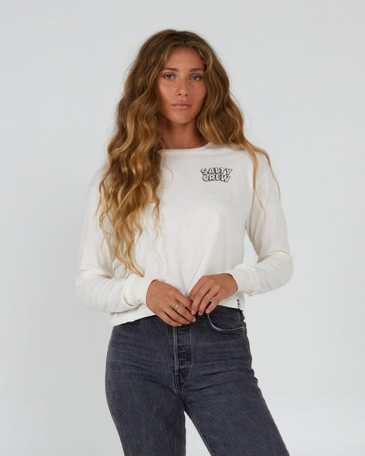 Salty Crew Womens - Floats Your Boat L/S Crop Tee - Off White